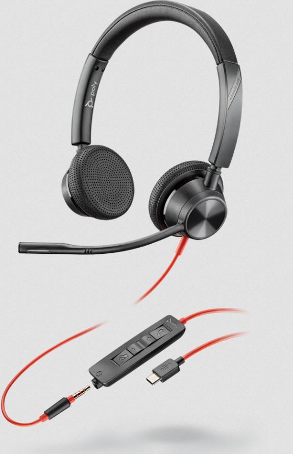 POLY Blackwire 3325 USB-C Auricolare Cablato A Padiglione Ufficio USB tipo-C Nero