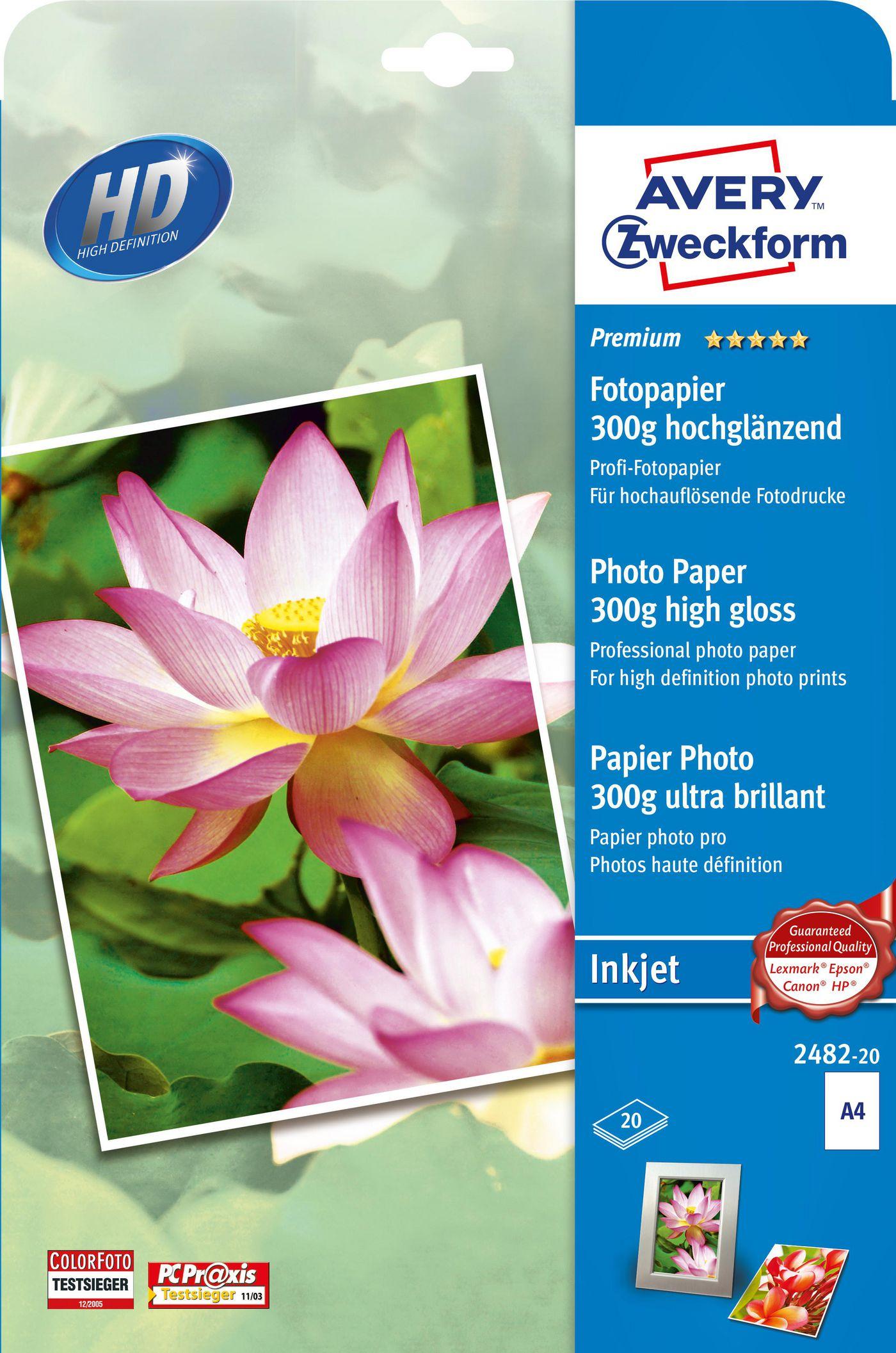 Avery Premium Inkjet, A4, 300g Bianco Molto lucida (Avery Zweckform Premium Inkjet Photo P)