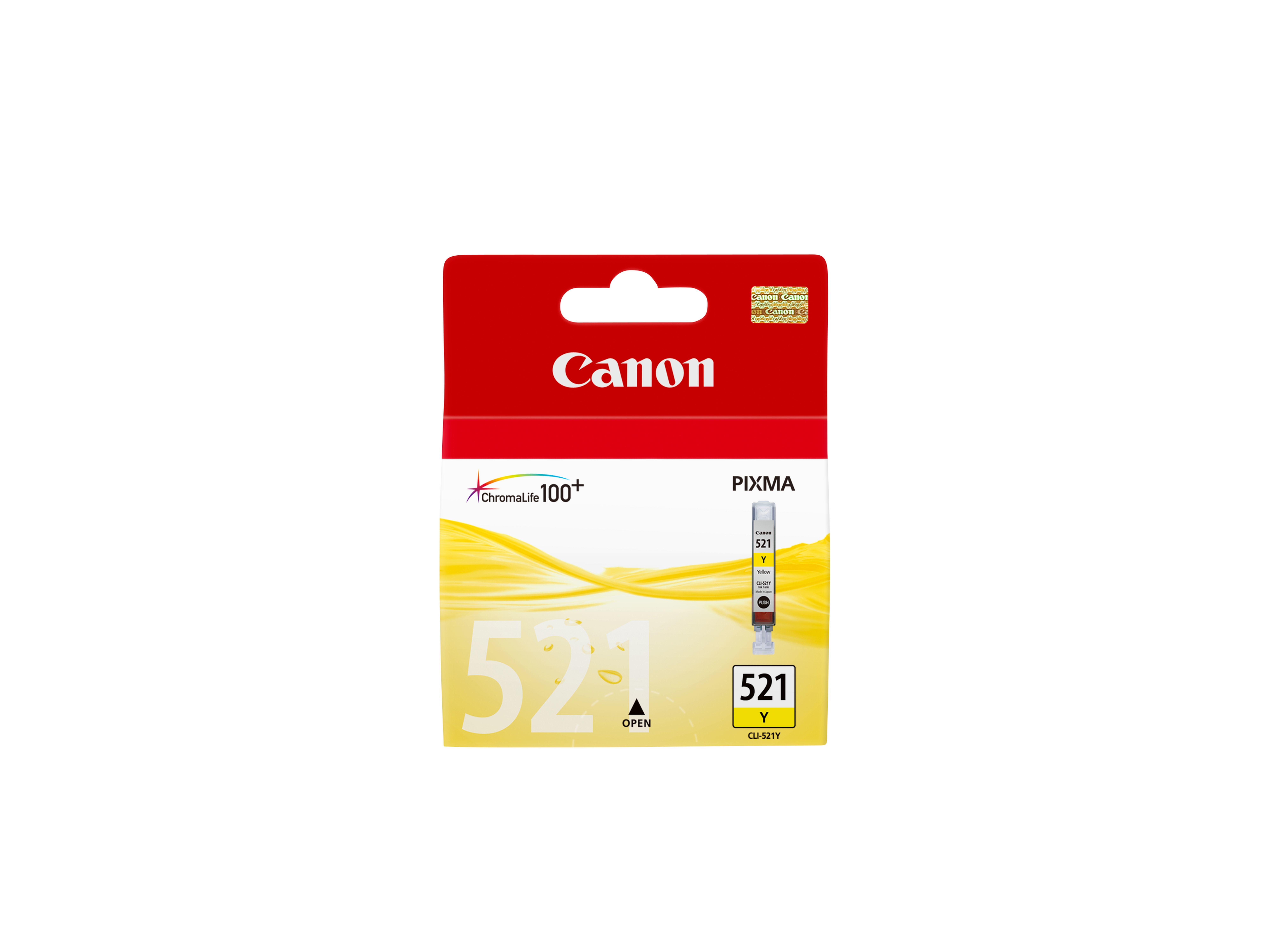 Canon Cartuccia d'inchiostro giallo CLI-521Y (Canon 2936B001 CLI-521Y Ink Cartridge Yellow 477 Pages 205 Photos 9ml)