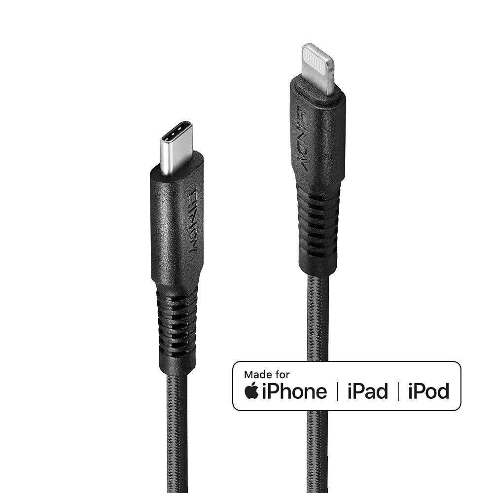 Lindy 31286 cavo Lightning 1 m Nero (1m Reinforced USB Type C to - Lightning Cable - Warranty 24M)