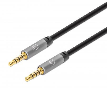 Manhattan 355995 cavo audio 2 m 3,5 mm Nero, Argento