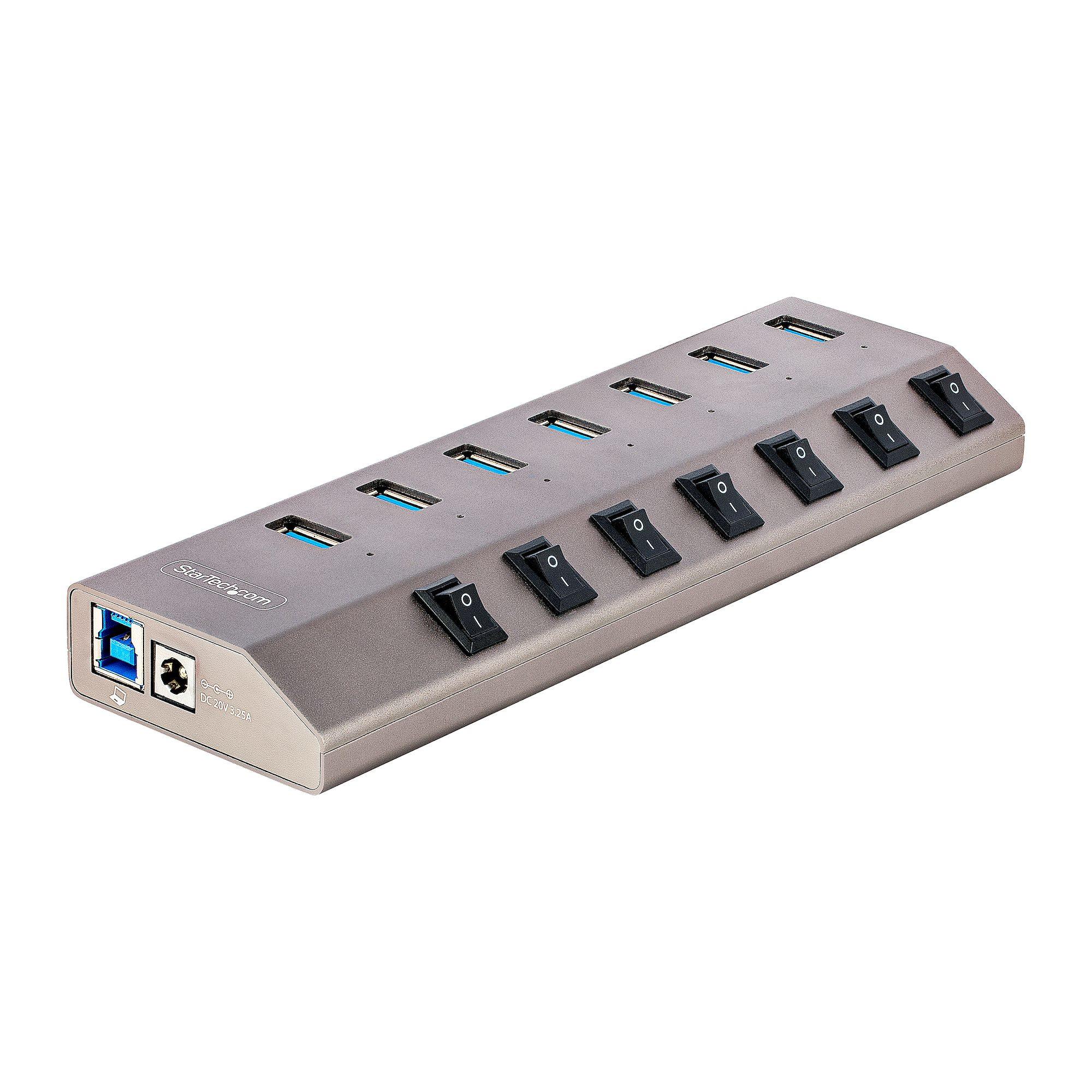 StarTech.com Hub USB-C Autoalimentato a 7 Porte con Interruttori Individuali - Multipresa USB 3.0 5Gbps per Notebook e PC Deskt
