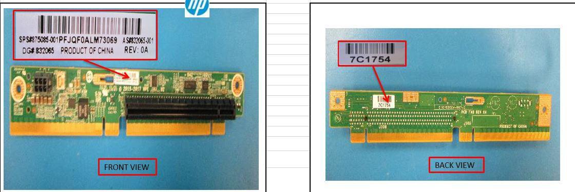 RISER SPS-PCA 1-S X16 1U