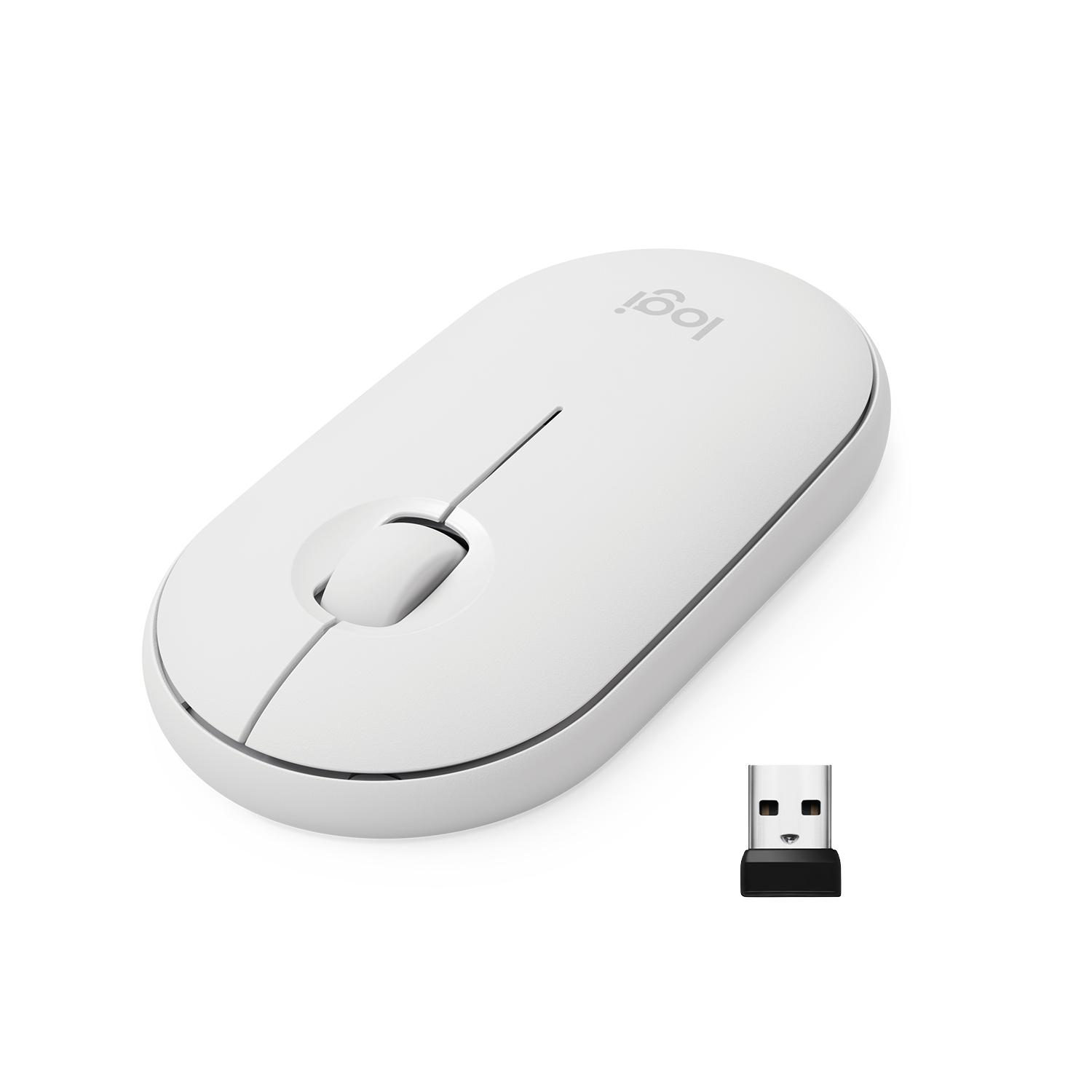 Logitech Pebble mouse wireless con Bluetooth o ricevitore da 24 GHz mouse per computer con clic silenzioso per laptop notebook