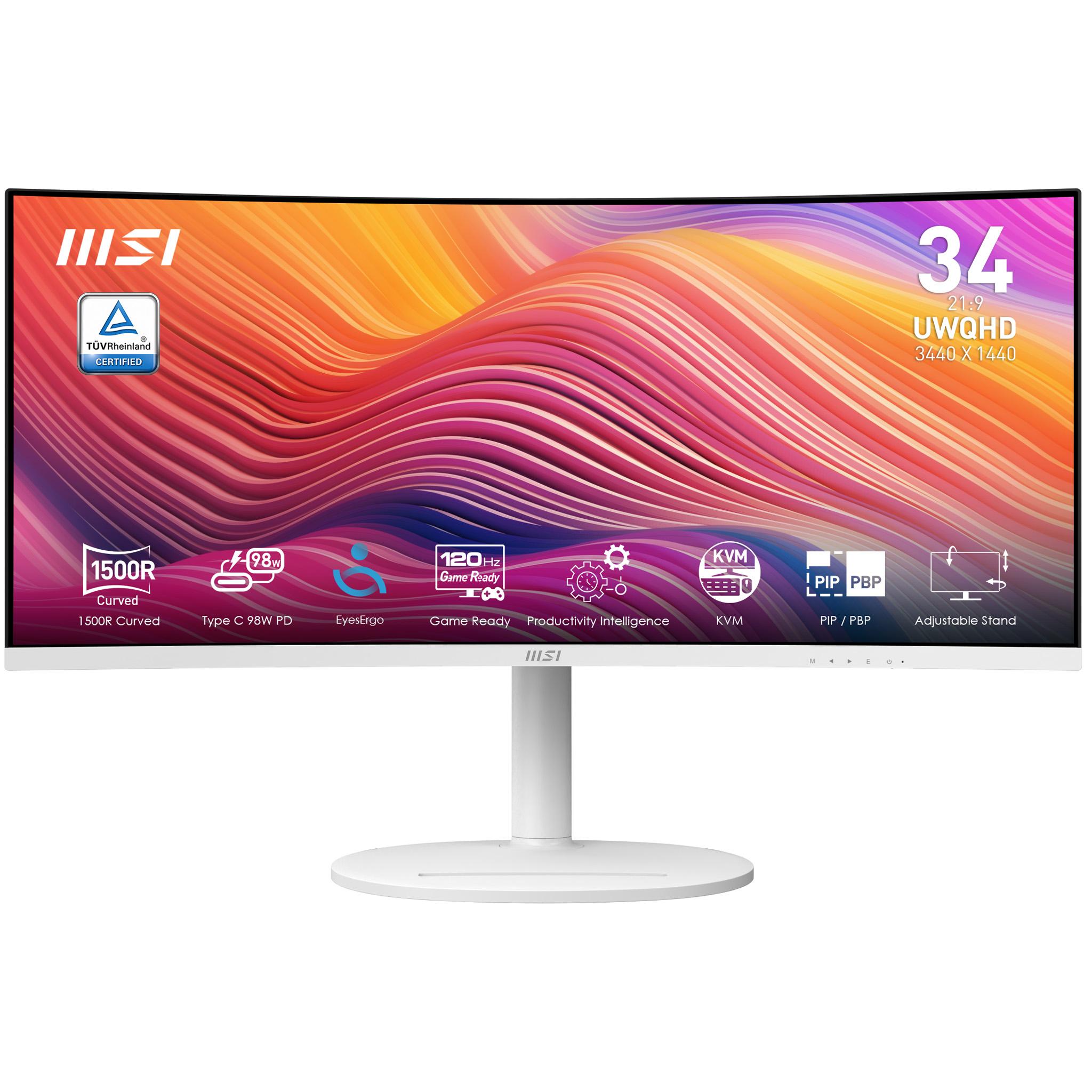 MSI Modern MD342CQPW Monitor PC 864 cm (34") 3440 x 1440 Pixel UltraWide Quad HD Bianco