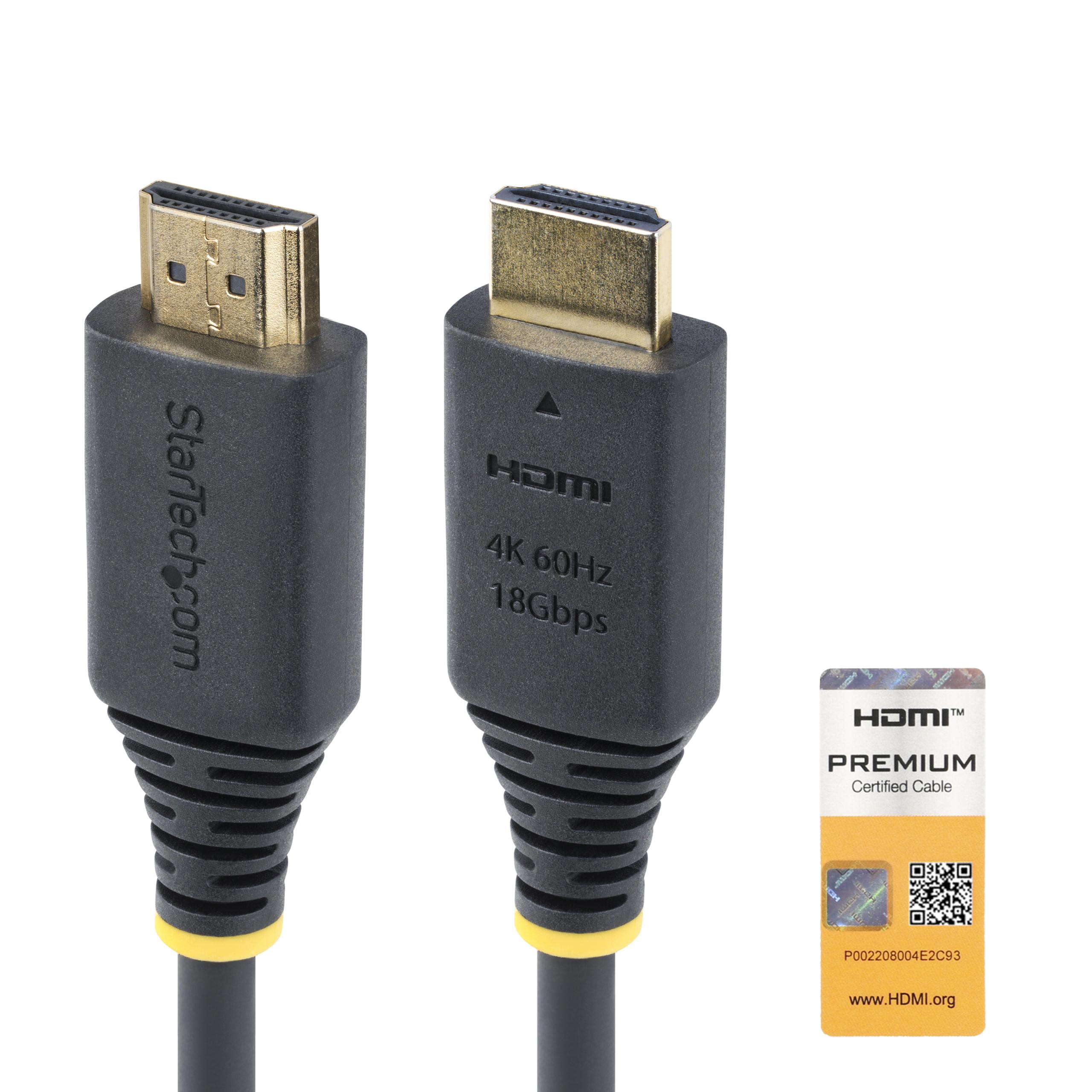 StarTech.com Cavo HDMI ad alta velocità certificato Premium da 50cm 4K 60Hz/1440p 144Hz HDR10/HDCP 2.2/ARC 18Gbps cavo UHD HDM