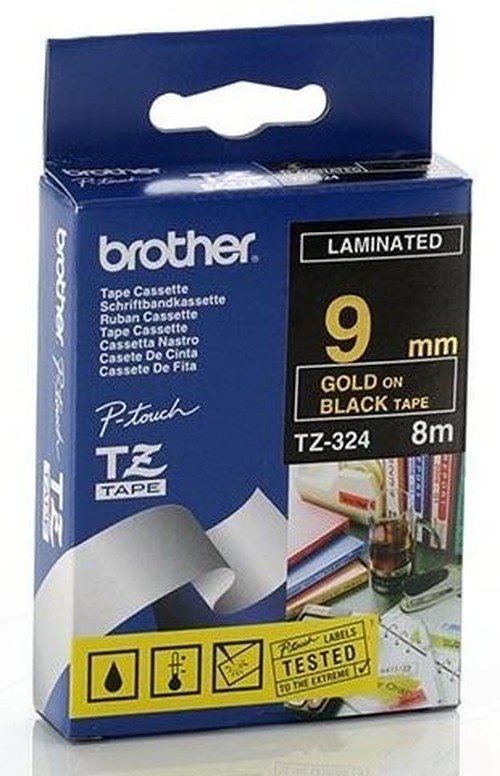 Brother TZ-324 nastro per etichettatrice Oro su nero