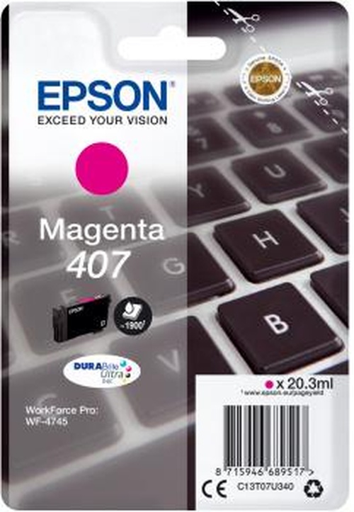 Epson WF-4745 cartuccia d'inchiostro 1 pz Originale Resa elevata [XL] Magenta (Epson 407 - L st?rrelse - magenta - or)