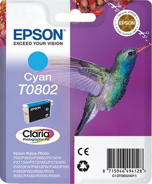 Epson Hummingbird Cartuccia Ciano (Epson T0802 - cyan - original - bl?kpa)