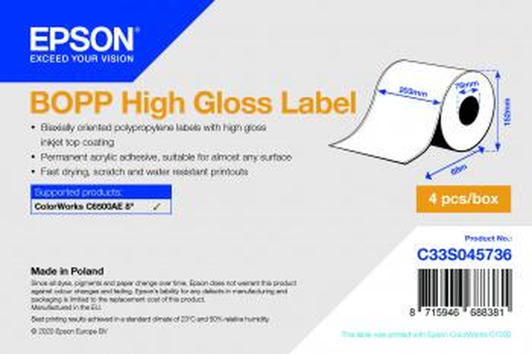 BOPP High Gloss Label-Contin. Roll-203mmx68m (1PZ)