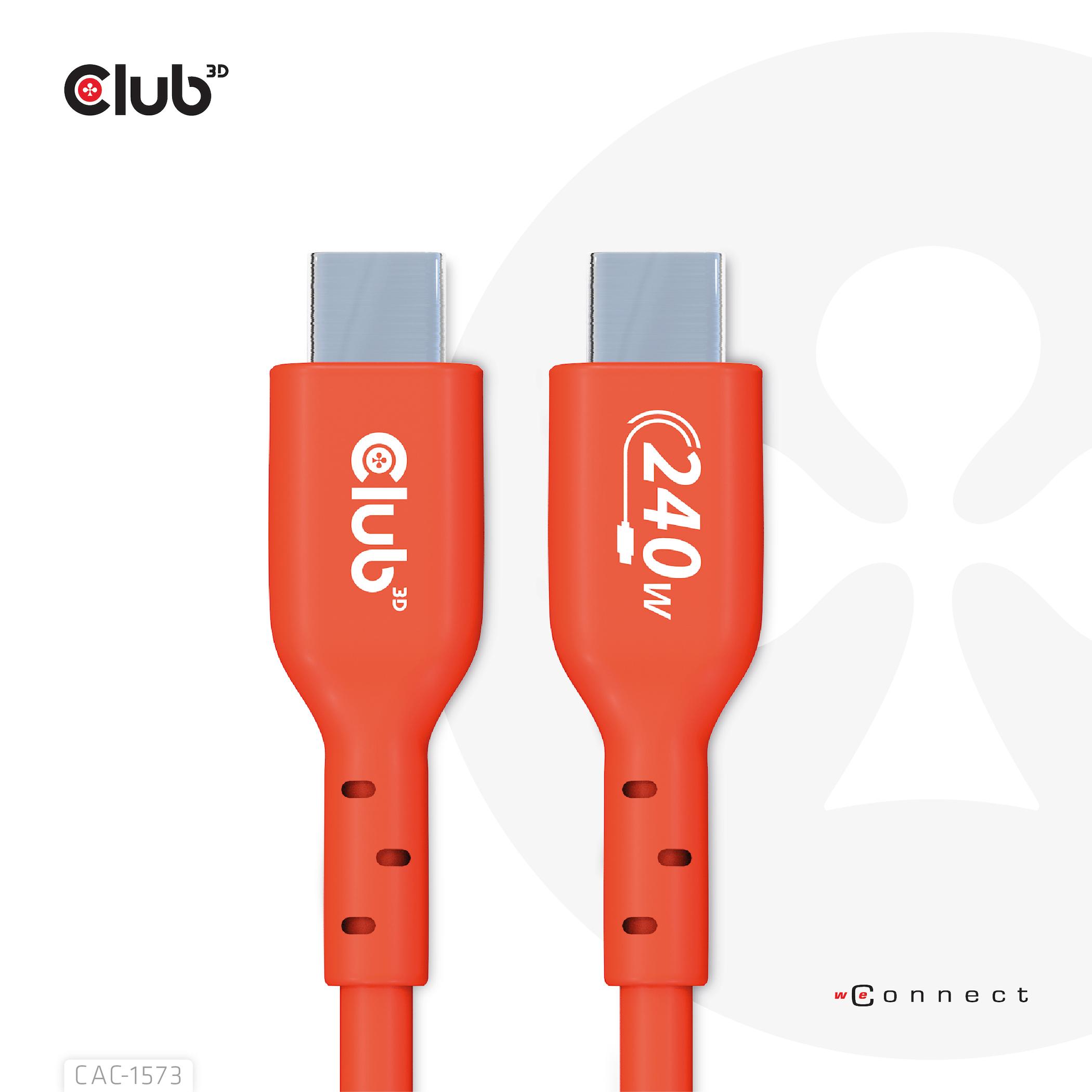 CLUB3D CAC-1573 cavo USB USB4 Gen 2x2 2 m USB C Rosso (Usb2 Type-C Bi-Directional - Cable, Data 480Mb,Pd - 240W[48V/5A] Epr M/M