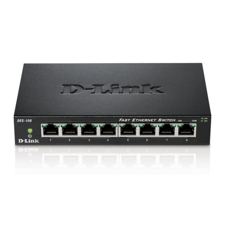 D-Link DGS-108 switch di rete Non gestito L2 Gigabit Ethernet [10/100/1000] Nero (D-Link DGS 108 - Switch - 8 x 10/100/1000 - d