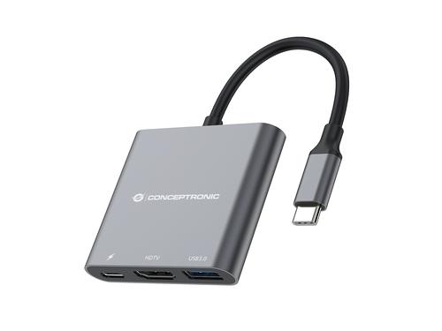 Conceptronic DONN01G hub di interfaccia USB 3.2 Gen 1 (3.1 Gen 1) Type-C 5000 Mbit/s Nero, Grigio