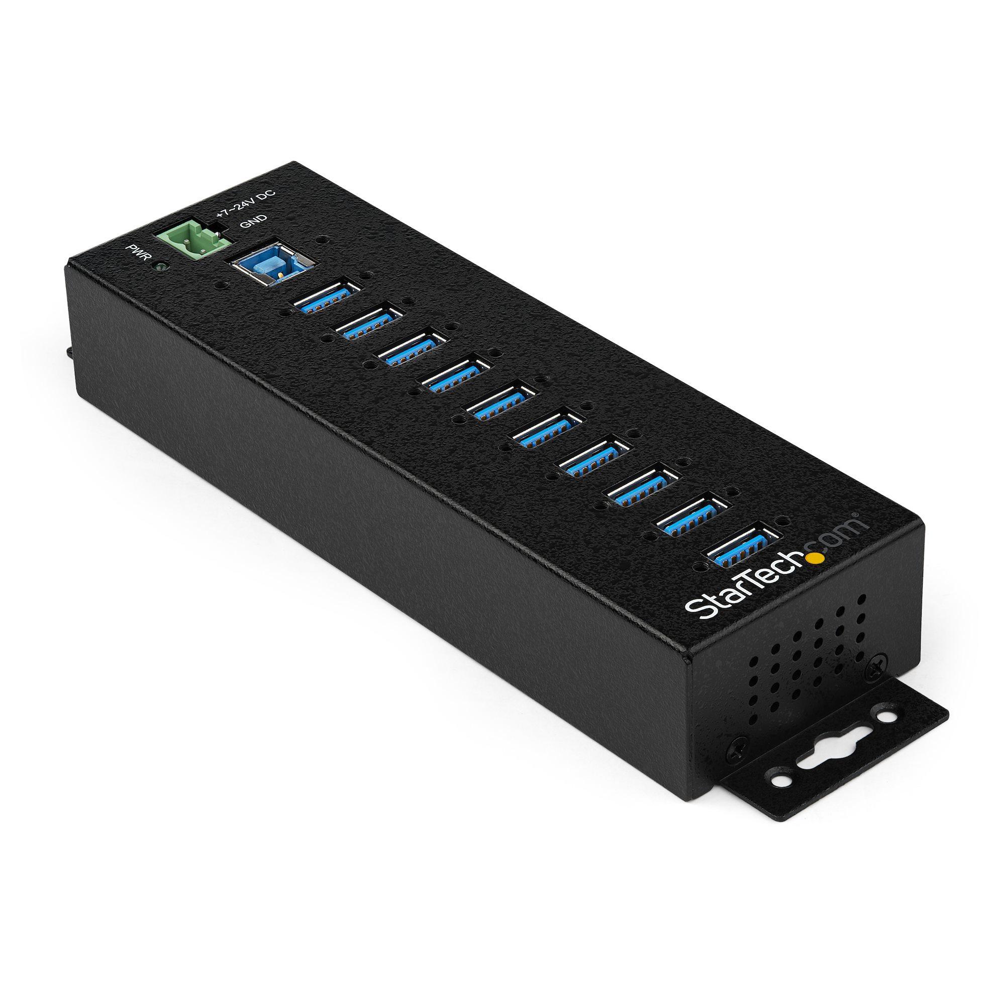 StarTech.com Hub USB 3.0 industriale a 10 porte con adattatore di alimentazione - Protezione contro le sovratensioni - Hub di t