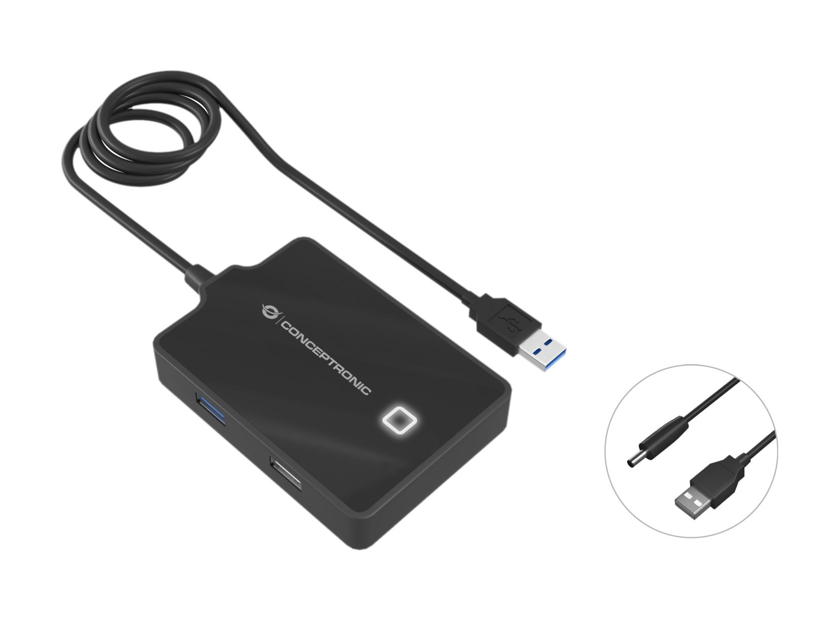 Conceptronic HUBBIES10B replicatore di porte e docking station per laptop USB 3.2 Gen 1 (3.1 Gen 1) Type-A Nero