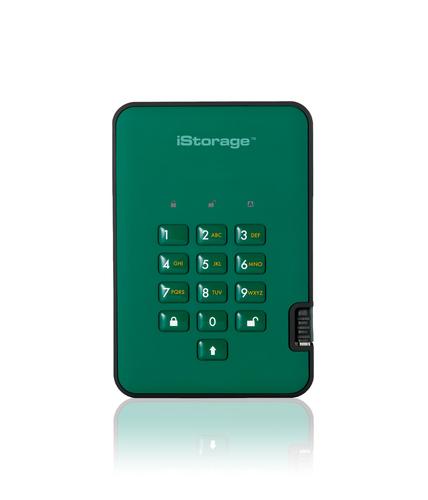 iStorage diskAshur 2 disco rigido esterno 4 TB 5400 Giri/min USB tipo A 3.2 Gen 1 [3.1 Gen 1] Verde (diskAshur2 256-bit 4TB - G