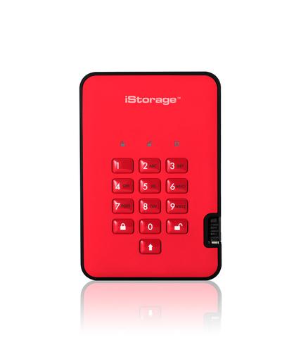iStorage diskAshur 2 disco rigido esterno 500 GB 5400 Giri/min USB tipo A 3.2 Gen 1 [3.1 Gen 1] Rosso (diskAshur2 256-bit 500GB