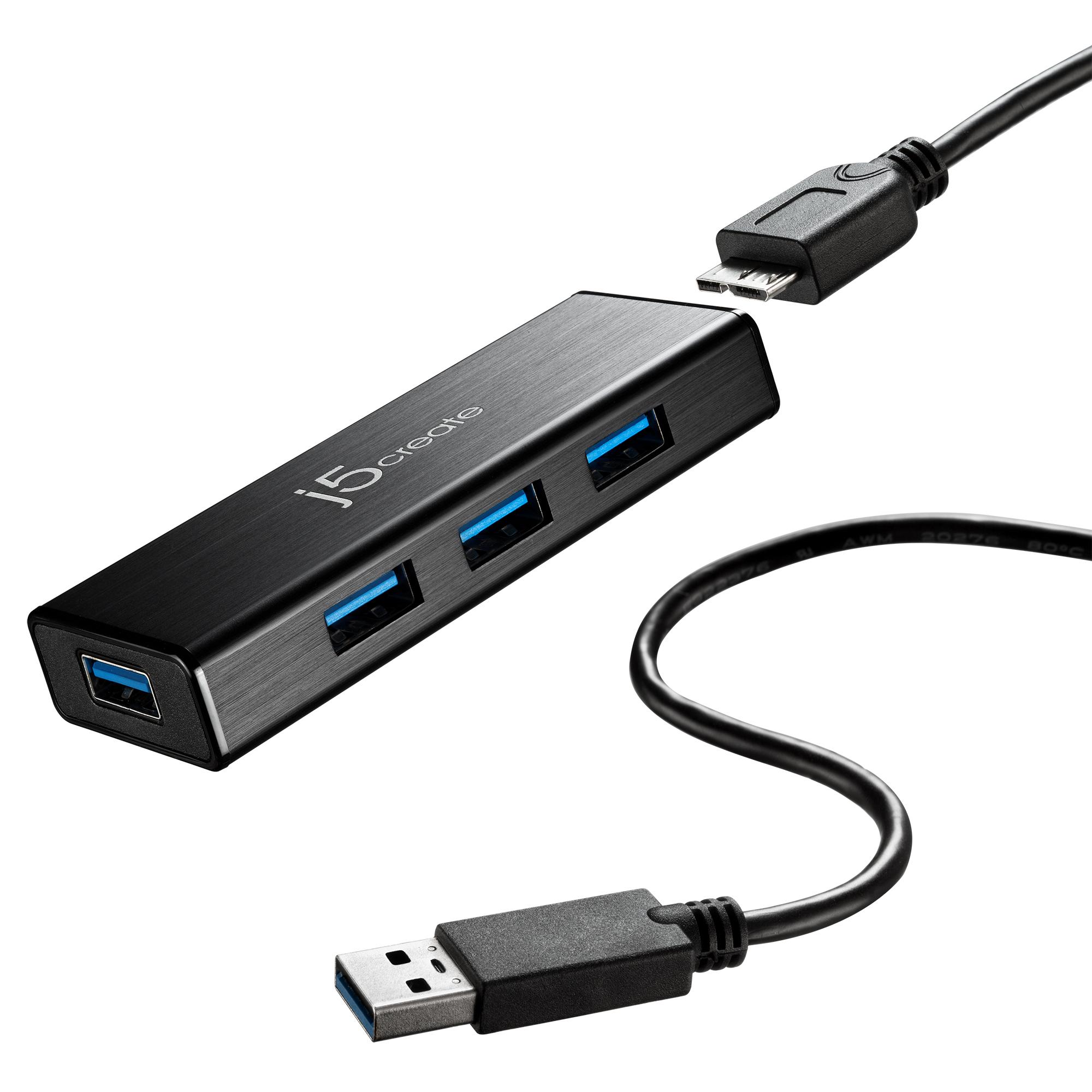 j5create JUH340-N Mini HUB USB 3.0 a 4 porte - UE/UK (USB 3.0 4-PORT MINI HUB - EU/UKPERP)