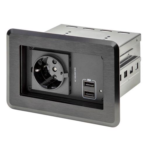 StarTech.com Scatola per presa corrente singola per tavolo conferenze con 2 porte di ricarica USB