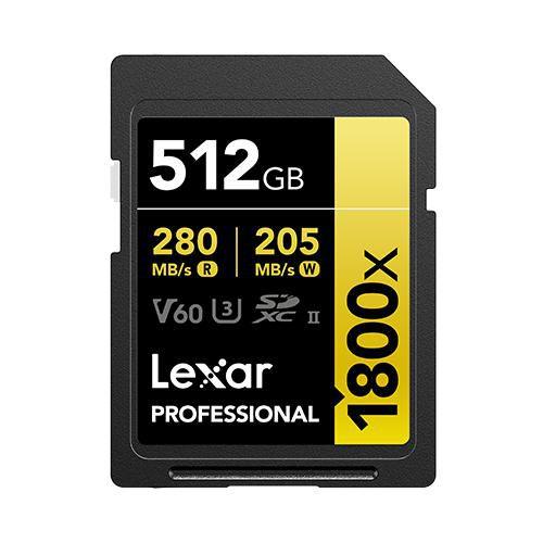 Lexar Professional 1800x 512 GB SDXC UHS-II Classe 10 (Professional 1800X 512 Gb - Sdxc Uhs-Ii Class 10 - Warranty: 12M)