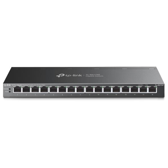TP-Link TL-SG116P switch di rete Non gestito Gigabit Ethernet [10/100/1000] Supporto Power over Ethernet [PoE] Nero (TP-Link TL