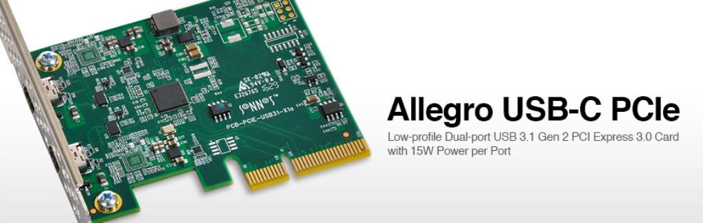 Sonnet Allegro USB-C PCIe Card - Low-Profile Dual-port USB 3.1 Gen 2 PCI Express 3.0 Card with 15W Power per Port