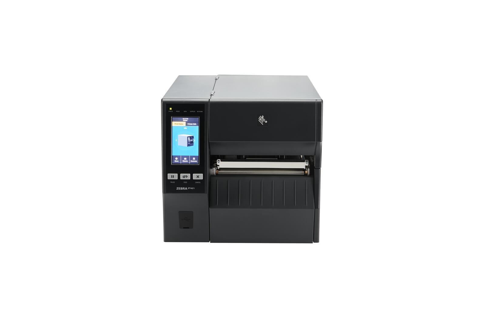 Zebra ZT421, 8 punti /mm (203dpi), Peeler, Rewinder, Disp. (colour), RTC, EPL, ZPL, ZPLII, USB, RS232, BT, Ethernet