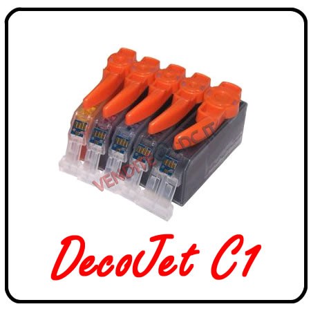 KIT 5 CARTUCCE CON INCHIOSTRO ALIMENTARE AZO PER STAMPANTE MODECOR DECOJET C1